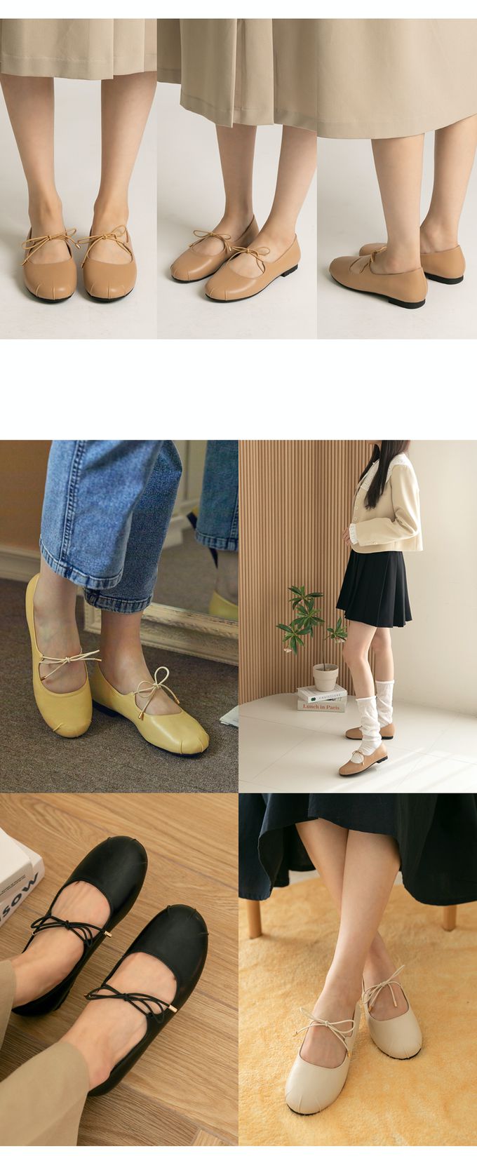 韓國 PINKELEPHANT - 軟皮革蝴蝶結綁帶包鞋(1.5cm)-黑