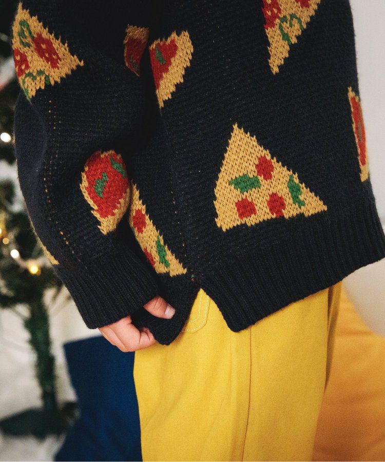 日本 BREEZE - 童趣印花柔軟針織毛衣-微笑-黑