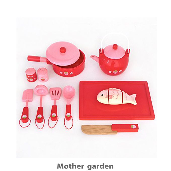日本 Mother Garden - 廚具-野草莓甜心廚房組-紅