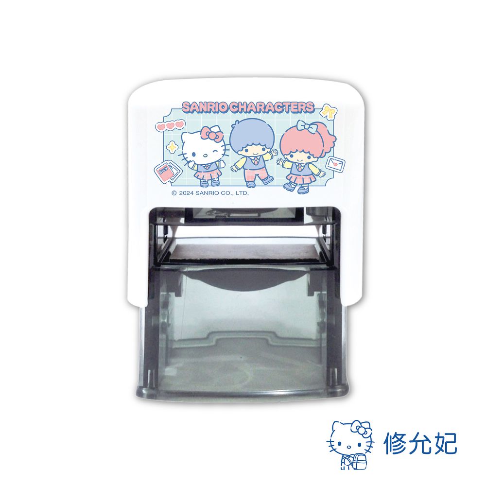 三麗鷗明星學校-小女孩(1) 橡皮事務回墨印-藍色墨-印面尺寸:2.6x1.0公分