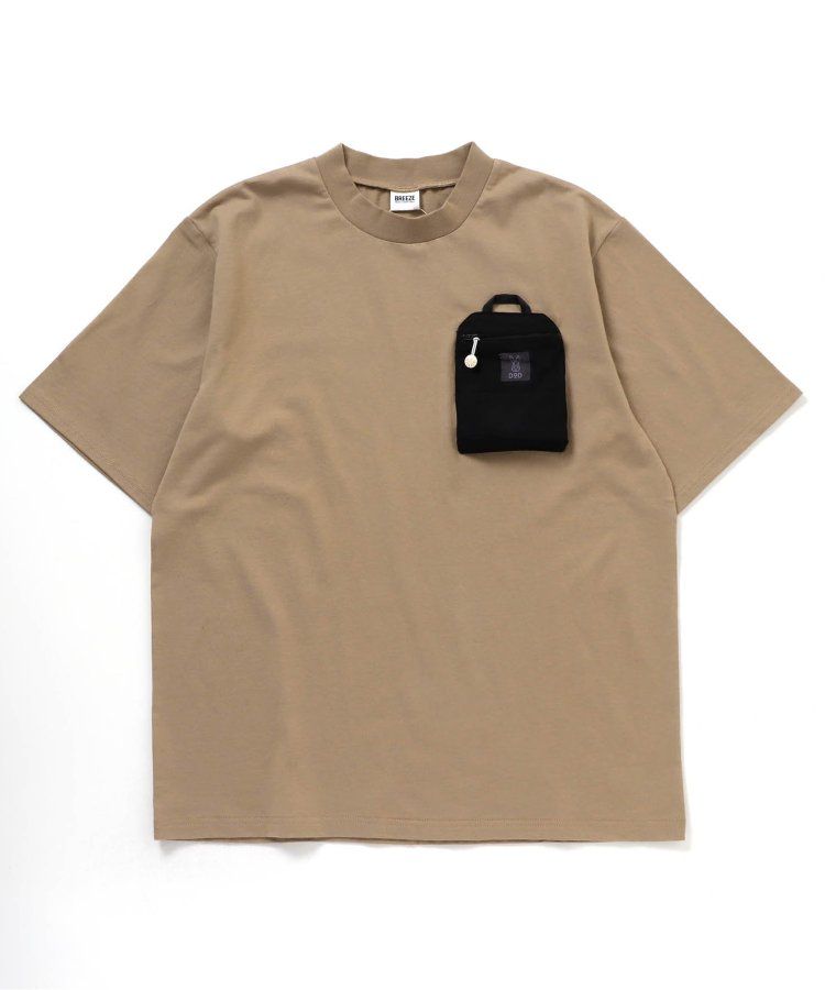 日本 BREEZE - 聯名款 夜光拉鍊大口袋短袖上衣(大人)-撞色-白