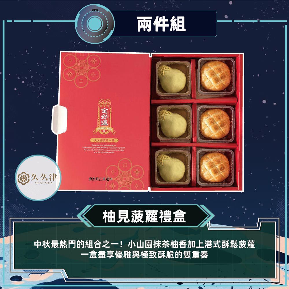 柚見波蘿禮盒宅配組-2盒_中秋禮盒-(2品6入/盒 附提袋)