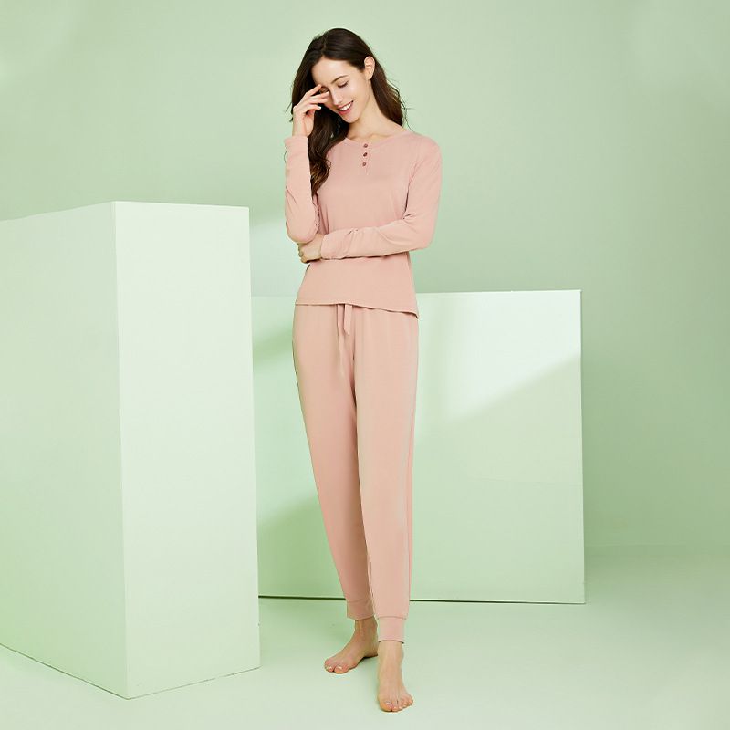 圓領長袖家居服套裝-黑色