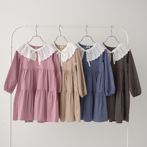 日本 Lycee mine - 可人兒蛋糕分層長袖洋裝(蕾絲領可拆)-粉紅