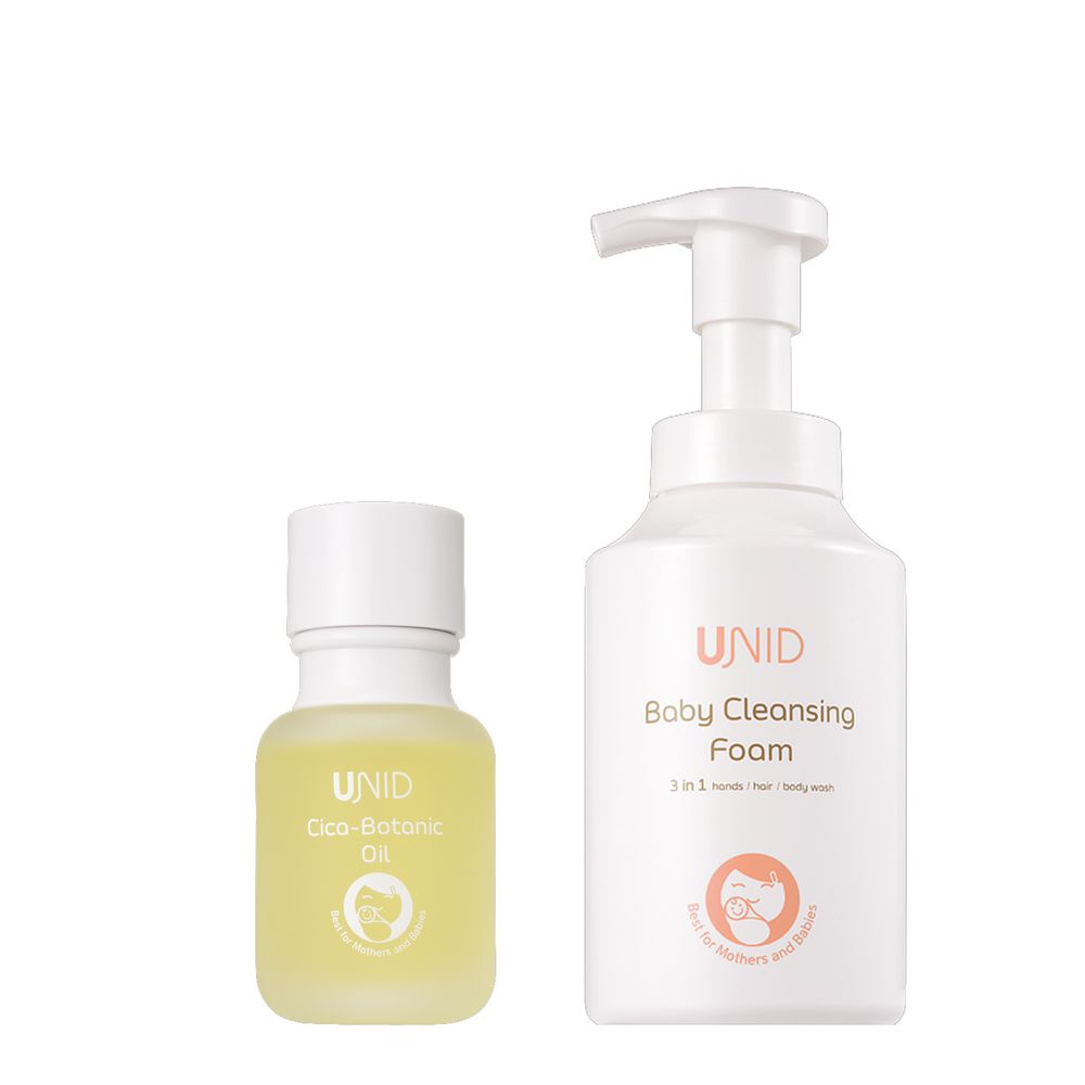 美國 UNID - Cica植萃舒緩調理油Cica-Botanic Oil+U寶淨膚慕斯Baby Cleansing Foam-50ml+420ml