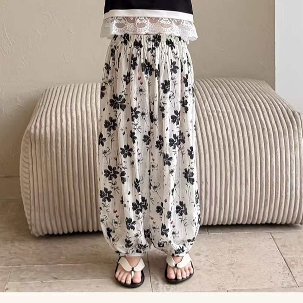 冰絲透氣輕量防蚊褲-水墨碎花