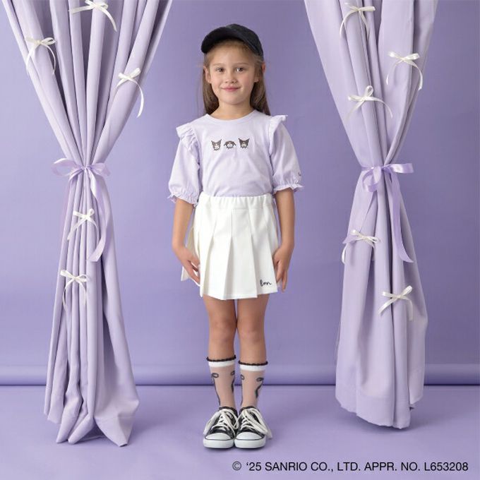 日本 Lycee mine - 可愛刺繡星星鏤空短袖上衣-卡通人物酷洛米-紫丁香