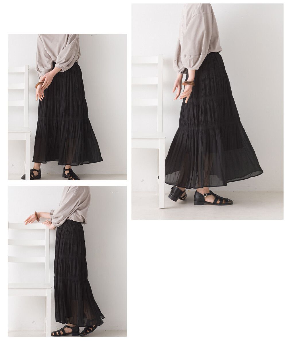 日本 OMNES - 戚風蛋糕飄逸長裙-薰衣草