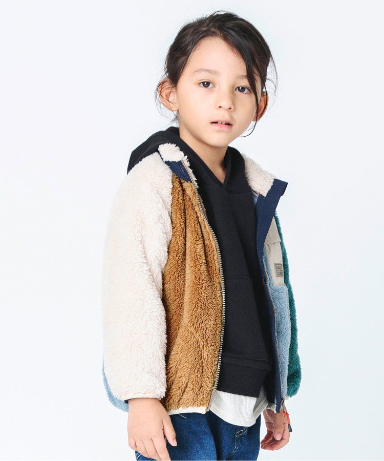 日本 BREEZE - 微立領泰迪熊保暖外套-迷彩-灰綠