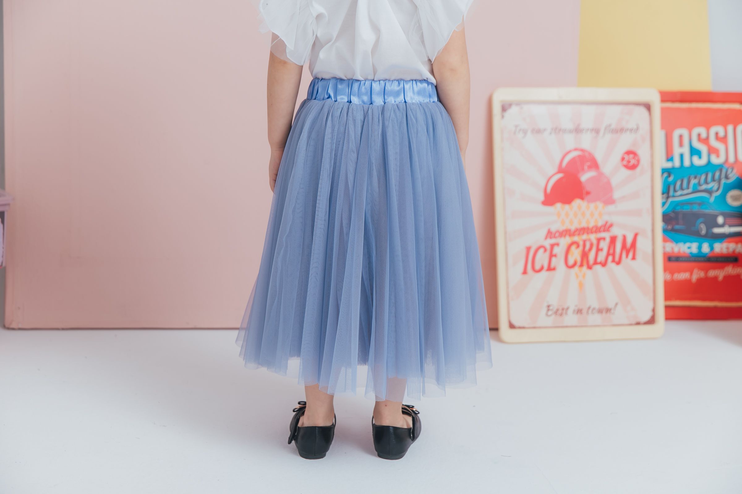 Peachy - 北鼻款*獨家訂製綿柔法式浪漫三層蓬紗裙-三層蓬版-仙杜瑞拉藍