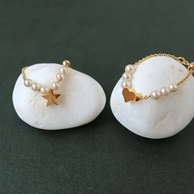 日本 Melody Accessory - 日本製 甜美珍珠18K金戒指鏈環-(可調戒圍)-愛心