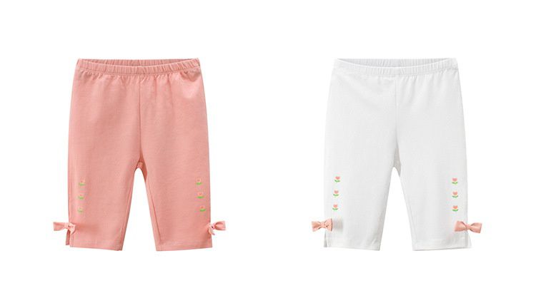 棉質五分褲-側面蝴蝶結-白色