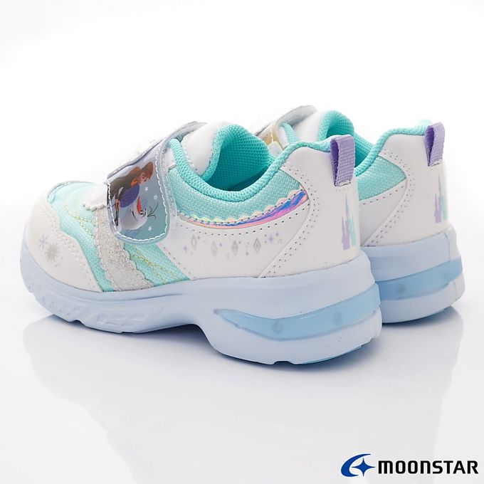 Moonstar日本月星 - 冰雪奇緣電燈鞋(中小童)-機能運動鞋-白綠