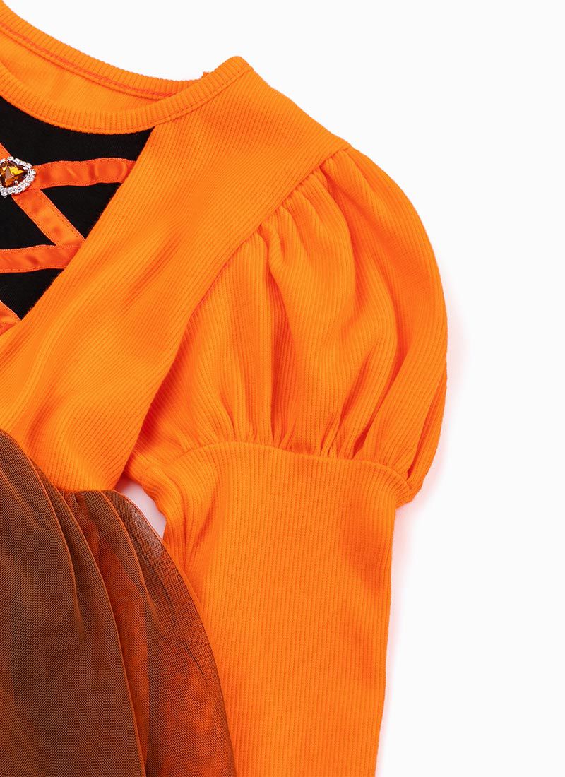 韓國 OZKIZ - (附帽子)南瓜女孩層次網紗洋裝