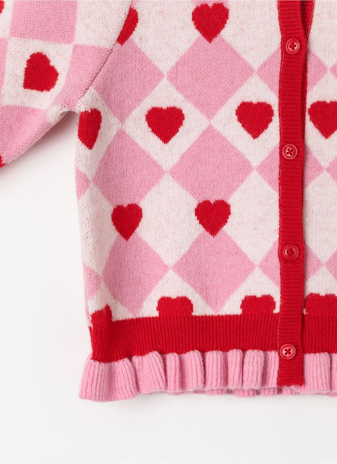 韓國 OZKIZ - 方形愛心點綴針織外套