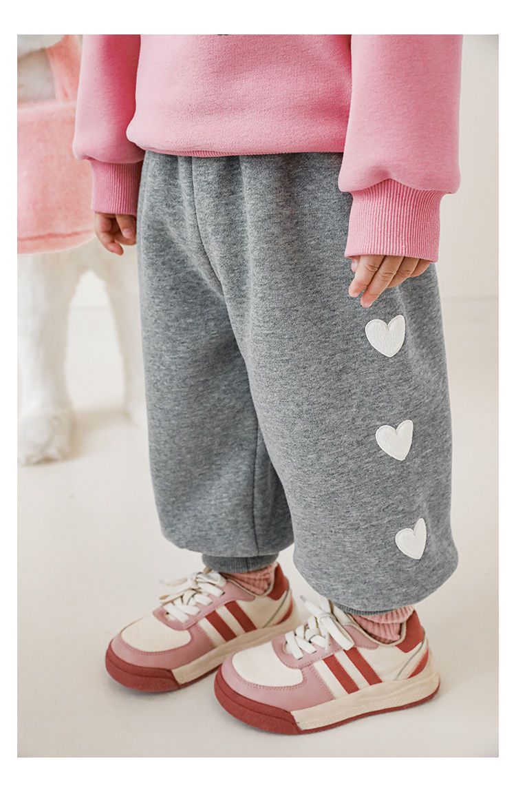 TONGMO - 腰鬆緊運動束口長褲-側邊愛心-桃粉色