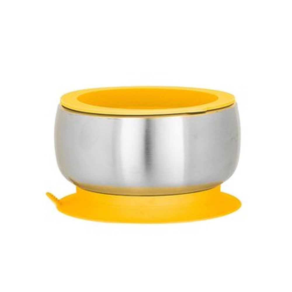Avanchy - 雙層不鏽鋼-吸盤式餐碗-黃