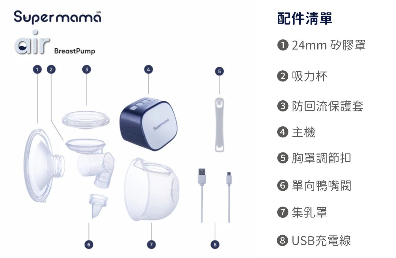 Supermama - Air電動吸乳器配件組-配件組(含24mm矽膠罩)
