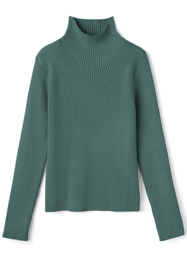 日本 GRL - 立領顯瘦彈性羅紋長袖上衣-皇家藍