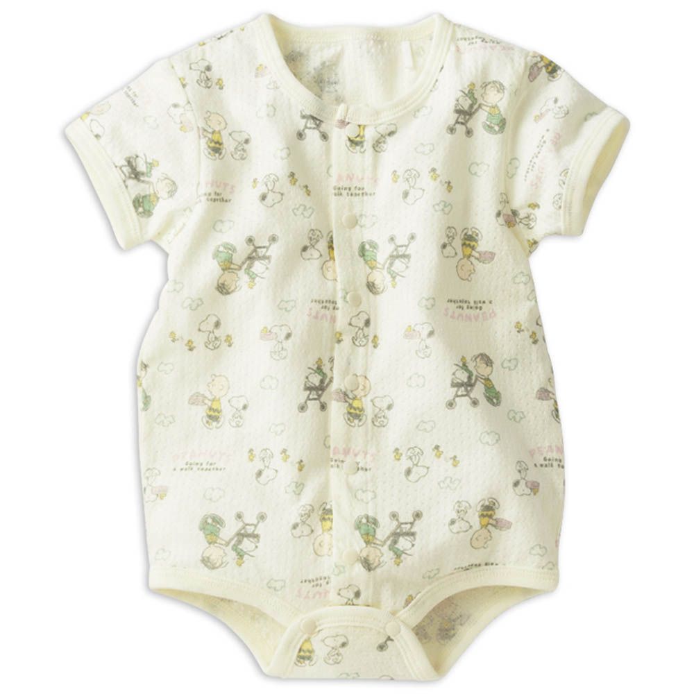 短袖兔裝-史努比滿版印花-米白色