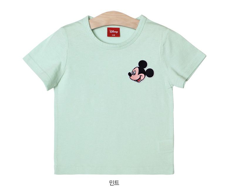 (韓製)正版迪士尼 - 刺繡徽章純棉T-米奇(深藍)