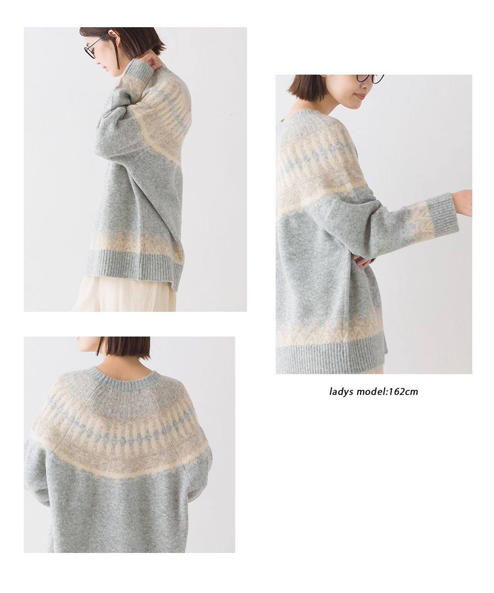 日本 OMNES - 羊毛混紡歐風圖騰毛衣-秋日棕