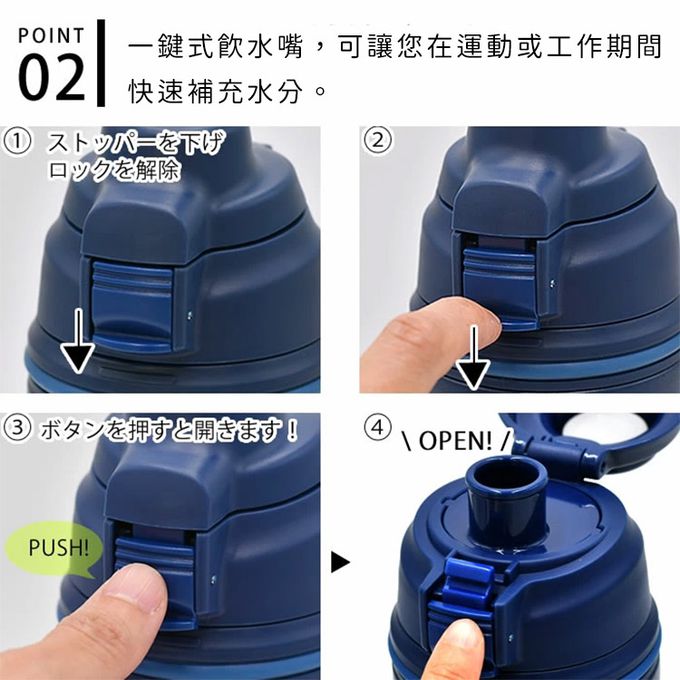 日本CAPTAIN STAG - HD真空雙層不鏽鋼保溫水壺2300ml-黑色