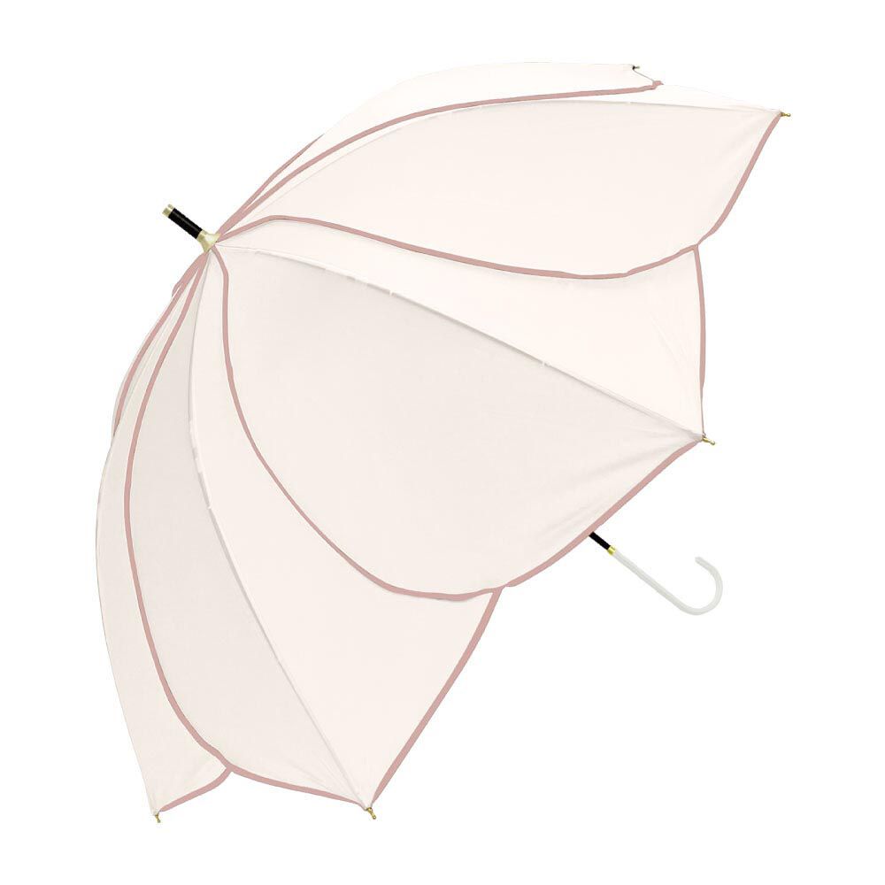 日本中谷 - 抗UV 100%遮光完美防曬直傘-優雅花瓣-奶油白 (傘骨50cm)