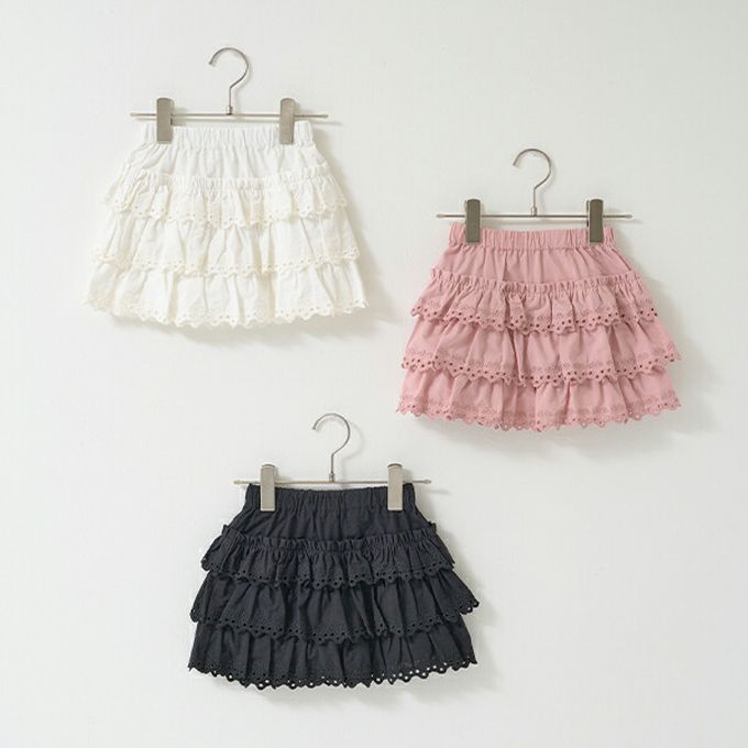 日本 Lycee mine - 滿滿層次蕾絲短裙-(內襯安全褲)-米白