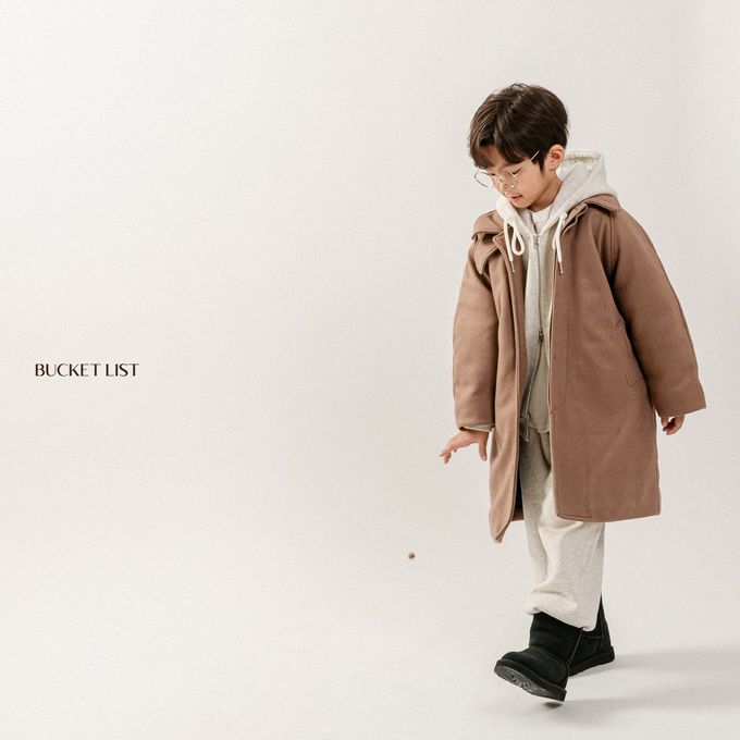 韓國 BUCKET LIST - 韓風小歐巴鋪棉連身大衣-可可咖
