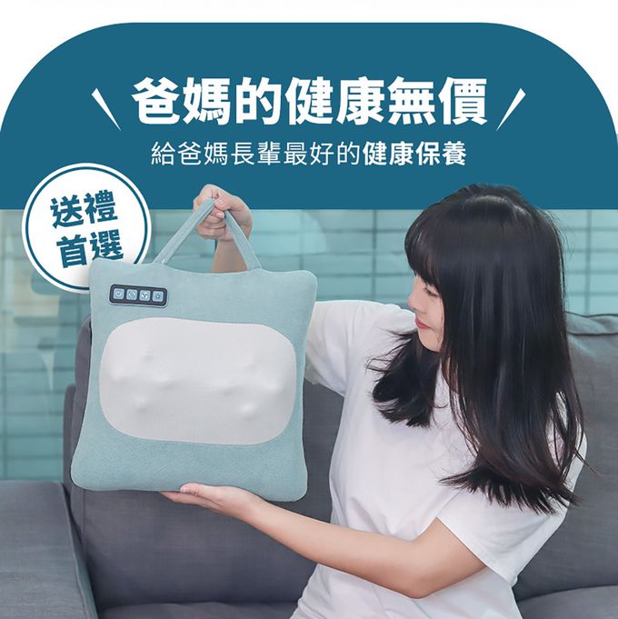 3ZeBra - 溫揉枕｜無線溫感按摩枕-灰藍色