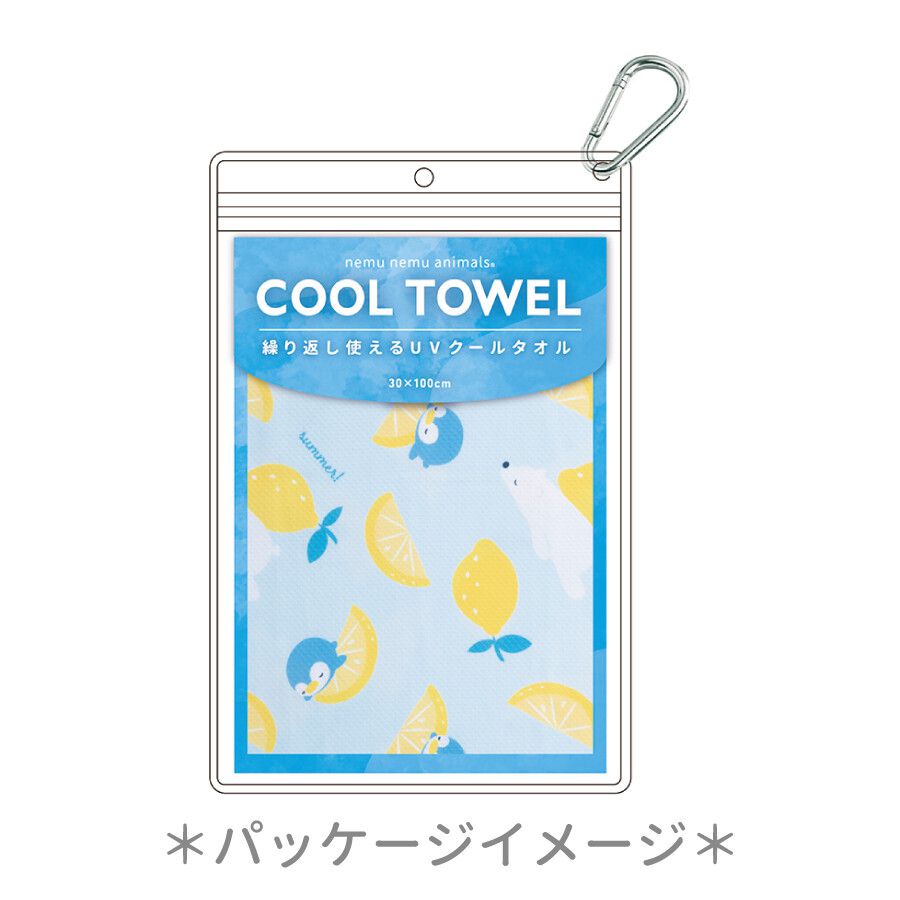 日本 LIV HEART - 抗UV水涼感巾(附收納袋)-檸檬企鵝 (30x100cm)