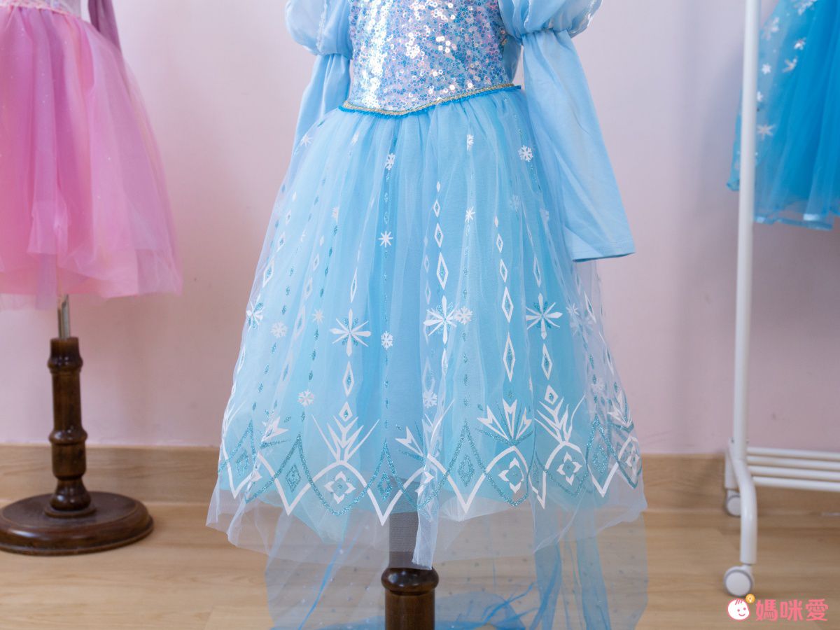 閃亮冰雪女王長袖洋裝-藍色