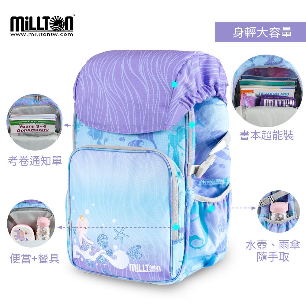 軍規雙軸護脊書包｜藍紫人魚Sweety Mermaid｜24L 720g