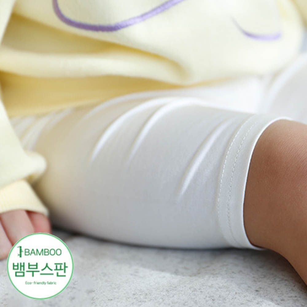 柔膚透氣竹纖維彈力五分褲-米白