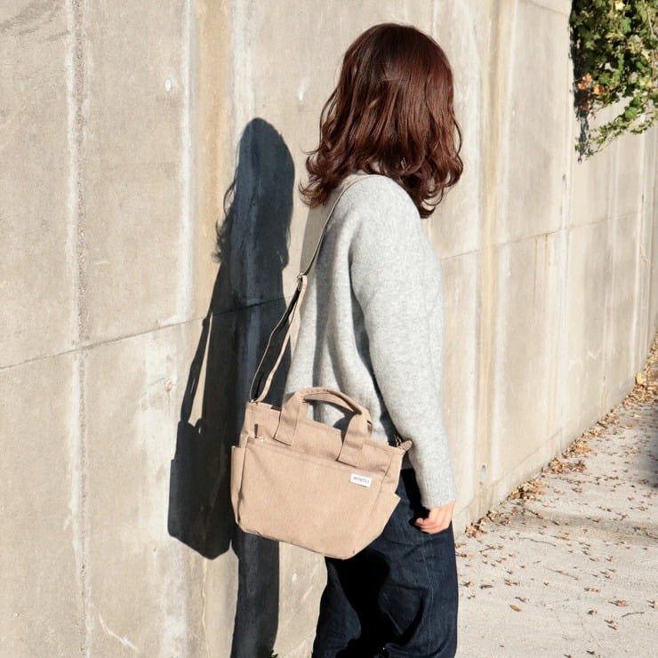 日本 Anello - 防潑水 mini托特肩背包-MUS黃 (21cm×22cm×10cm)