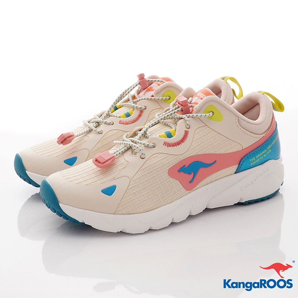 KangaROOS - 美國袋鼠鞋女段束口設計 防潑水跑鞋-運動鞋-米