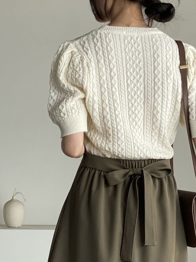 韓國女裝連線 - 淑女後鬆緊綁帶蝶結打褶中長裙-軍綠 (FREE)