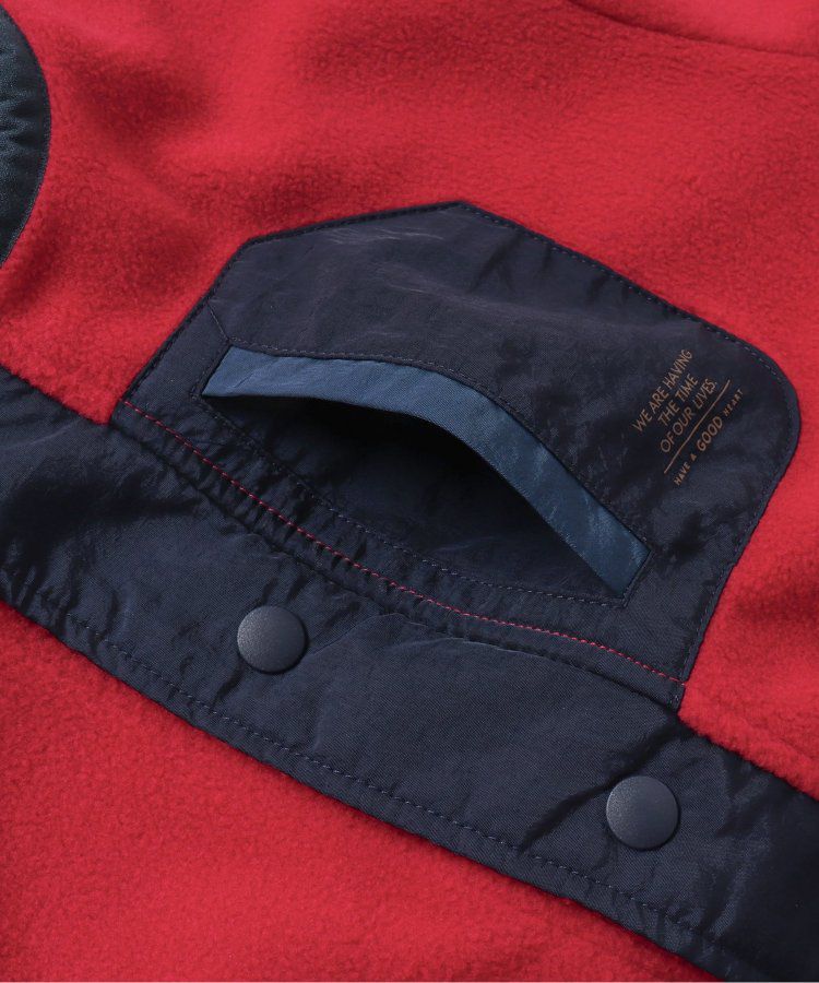 日本 BREEZE - 古著撞色輕質短毛外套-米白x軍綠