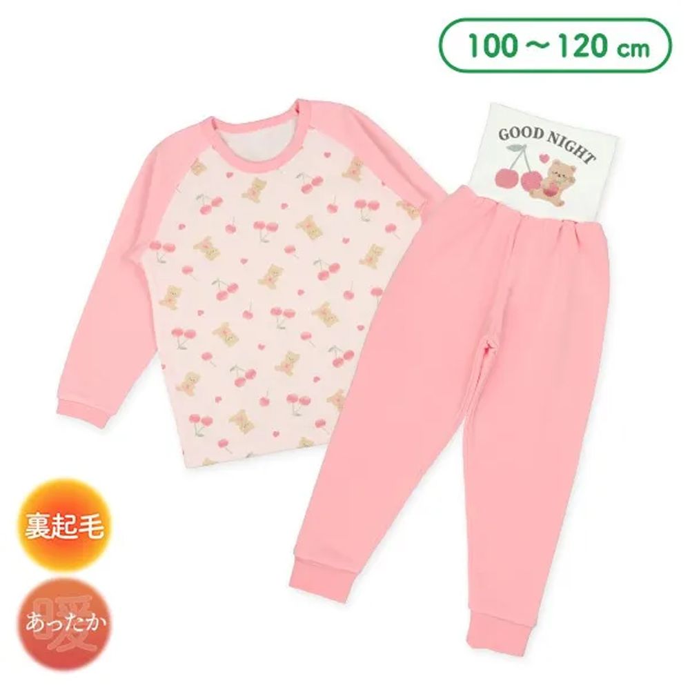 腹卷裏起毛保暖長袖家居服/睡衣-小熊櫻桃-粉紅