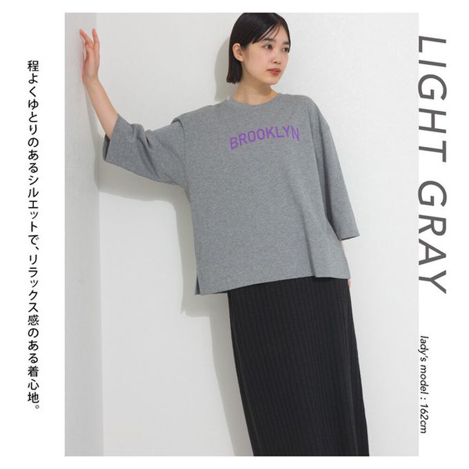 日本 OMNES - 簡約整潔英文標語七分袖上衣-白