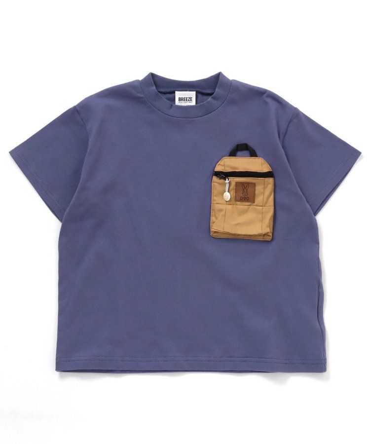 日本 BREEZE - 聯名款 夜光拉鍊大口袋短袖上衣-卡其