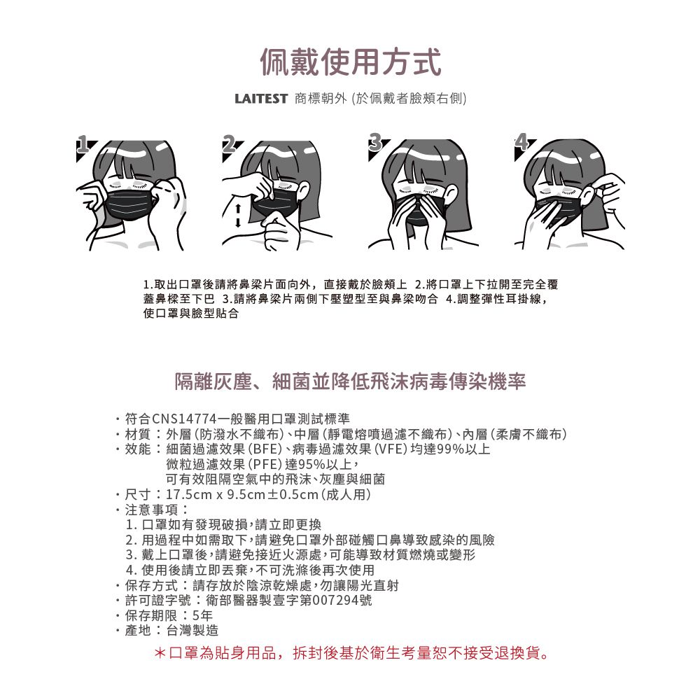 醫療防護口罩/成人 浮岩紫 30入盒裝(都會時尚系列)