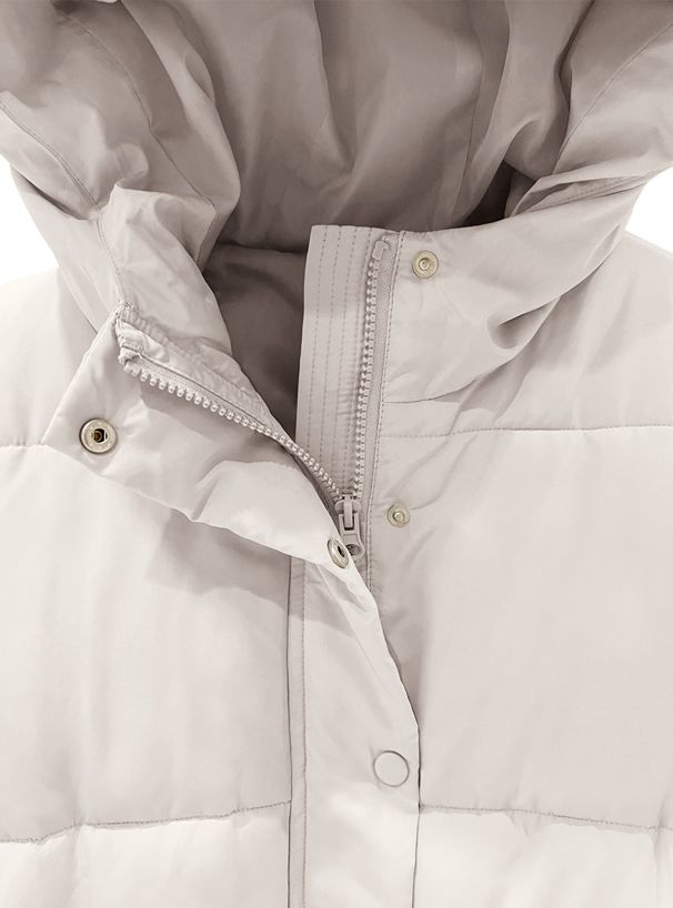 日本 GRL - 保暖科技羽絨連帽外套-淺灰杏 (F)