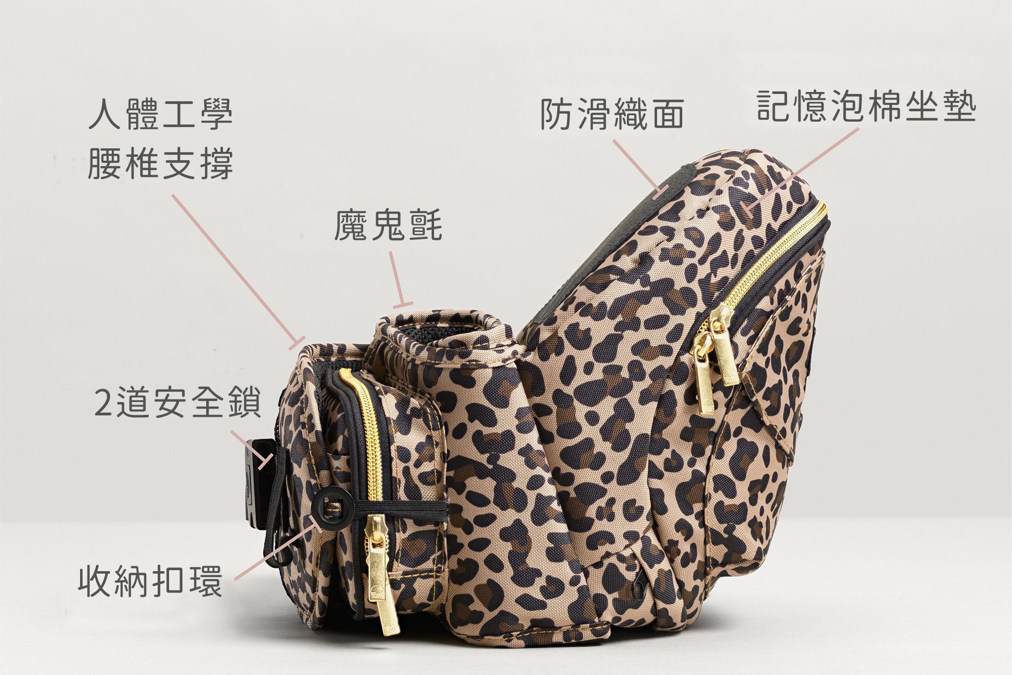 美國Tushbaby - 精品腰凳包-恣意豹紋 (19*10*9.5cm(+/-5%))