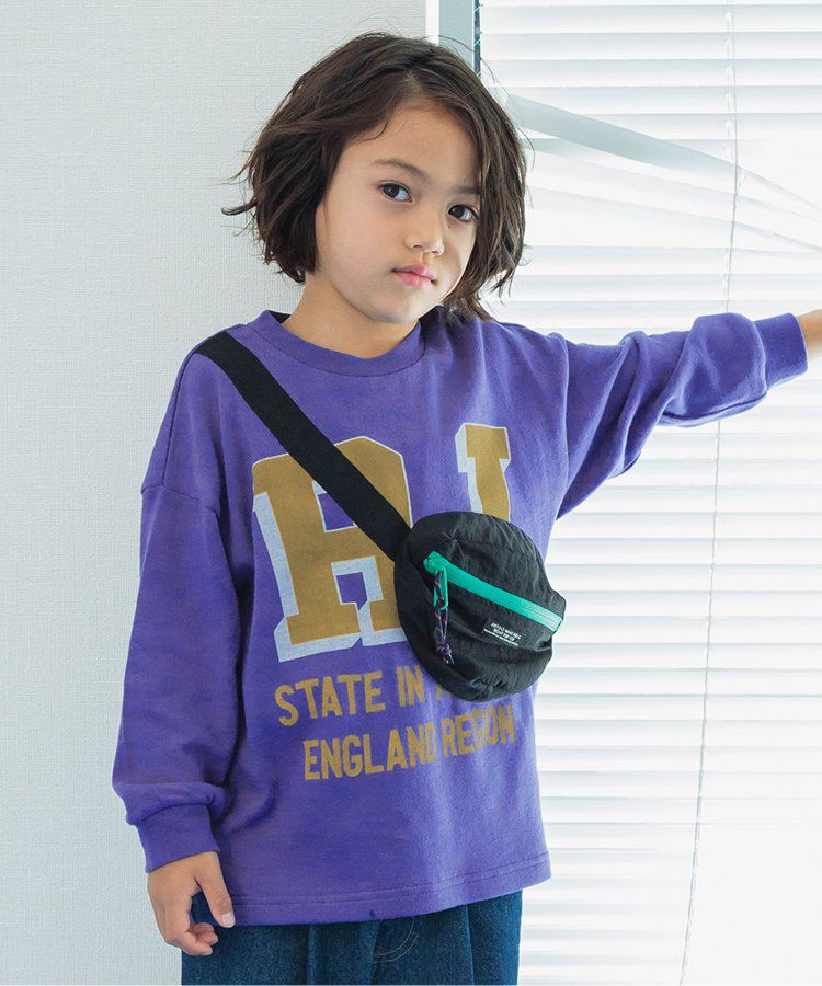 日本 BREEZE - 率性立體小包設計長袖上衣-紫x黑