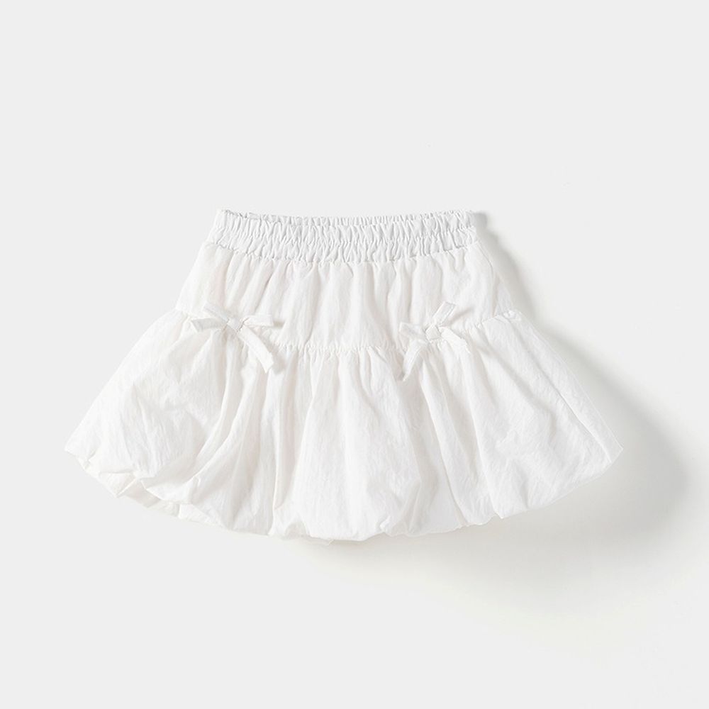 鬆緊腰空氣感蓬蓬裙-白