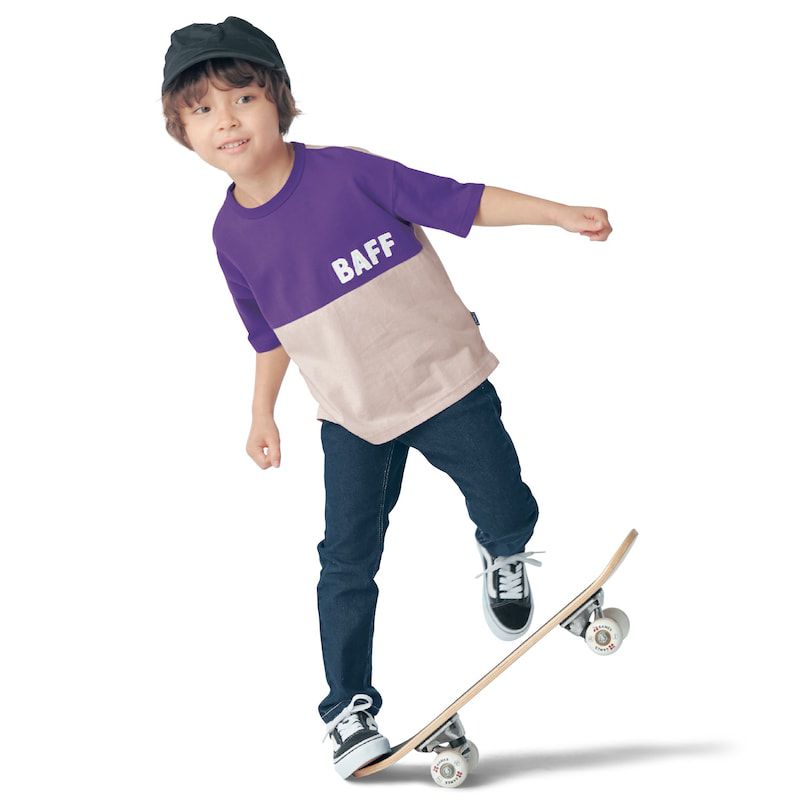 日本千趣會 - GITA 天竺棉短袖上衣-BAFF-紫x灰杏