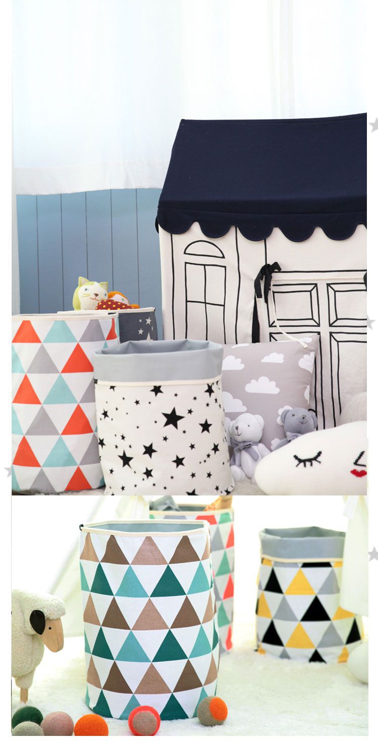 ORGANIC FACTORY - 收納籃-彩色幾何圖(橘藍)