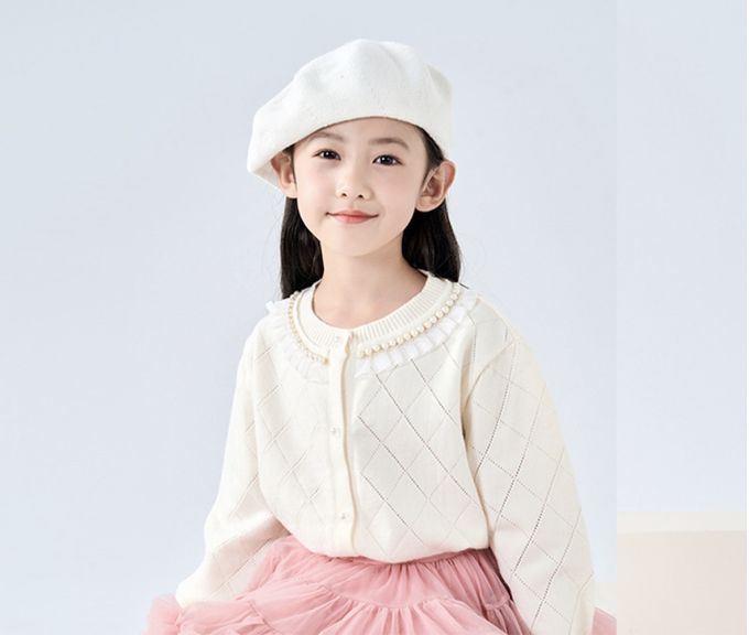 love, charlotte - 歐美系細緻珍珠花邊領口針織上衣-奶油白